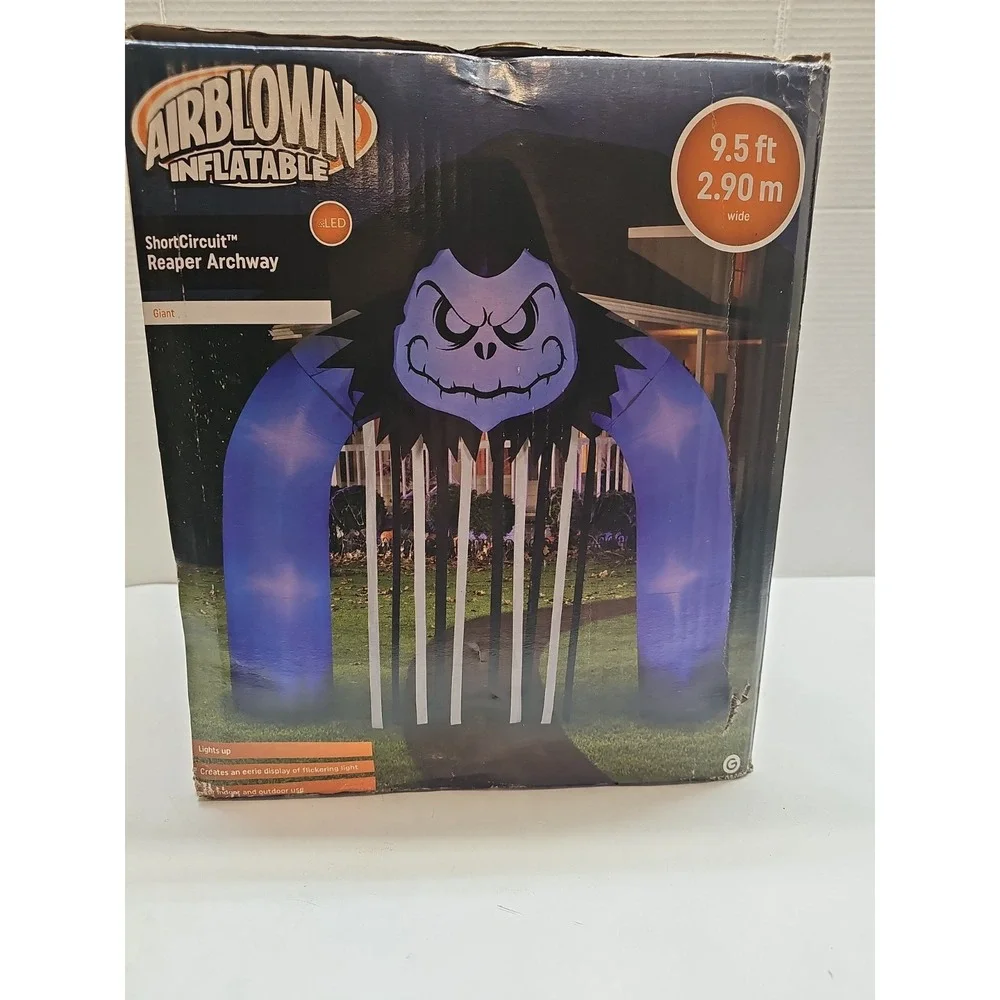 Gemmy Airblown Halloween Inflatable Short Circuit Reaper Archway